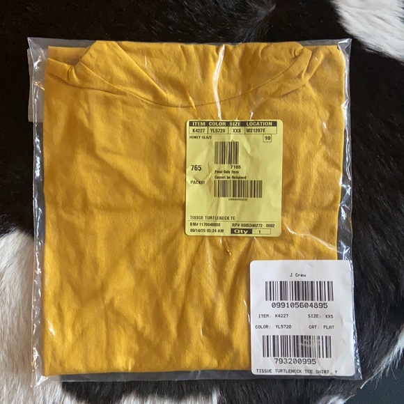 XXS 🔖 J. CREW tissue turtleneck  yellow mustard marigold NWT - Picture 4 of 6